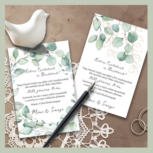 Esküvői meghívó greenery eukaliptusz ággal - Meska.hu