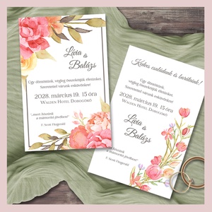 Esküvői meghívó színes akvarell virágokkal, Esküvő, Meghívó & Kártya, Meghívó, Fotó, grafika, rajz, illusztráció, MESKA