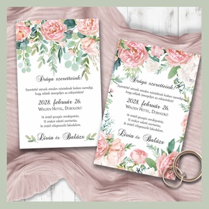 Esküvői meghívó festett barack bazsarózsa, Esküvő, Meghívó & Kártya, Meghívó, Fotó, grafika, rajz, illusztráció, MESKA