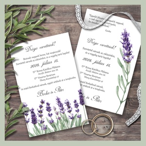 Esküvői meghívó levendula grafikával, Esküvő, Meghívó & Kártya, Meghívó, Fotó, grafika, rajz, illusztráció, MESKA