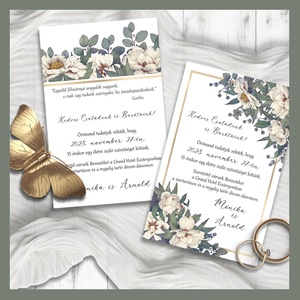Esküvői meghívó bézs virágokkal, Esküvő, Meghívó & Kártya, Meghívó, Fotó, grafika, rajz, illusztráció, MESKA