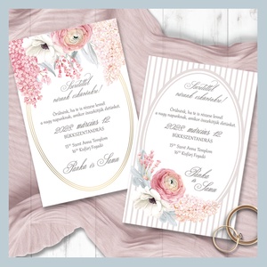 Esküvői meghívó pasztell virágokkal, Esküvő, Meghívó & Kártya, Meghívó, Fotó, grafika, rajz, illusztráció, MESKA