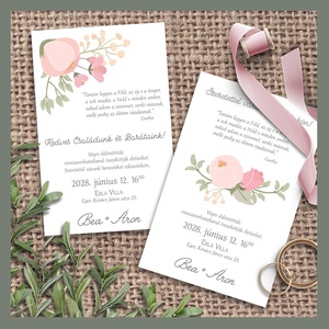 Esküvői meghívó bimbós virágokkal, Esküvő, Meghívó & Kártya, Meghívó, Fotó, grafika, rajz, illusztráció, MESKA