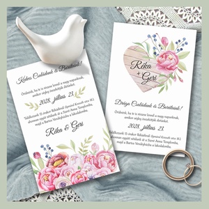 Esküvői meghívó pink virágokkal, Esküvő, Meghívó & Kártya, Meghívó, Fotó, grafika, rajz, illusztráció, MESKA