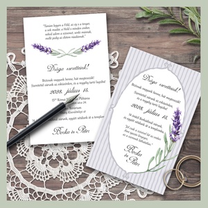 Esküvői meghívó romantikus levendula grafikával - Meska.hu