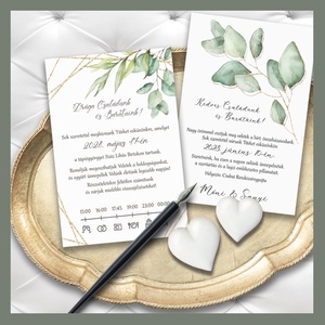 Esküvői meghívó greenery ágak arany részletekkel - Meska.hu