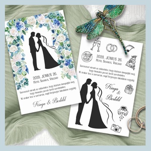 Esküvői meghívó jegyespár sziluett - Meska.hu