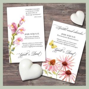 Esküvői meghívó nagy vadvirágok akvarellel festve - Meska.hu