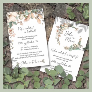 Esküvői meghívó rusztikus pasztelkréta virágokkal, Esküvő, Meghívó & Kártya, Meghívó, Fotó, grafika, rajz, illusztráció, MESKA