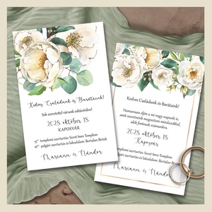 Esküvői meghívó vajszínű virágokkal, Esküvő, Meghívó & Kártya, Meghívó, Fotó, grafika, rajz, illusztráció, MESKA
