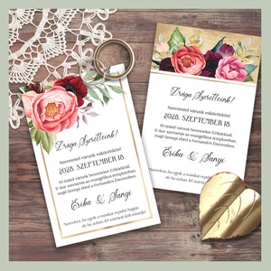 Esküvői meghívó bohém virágokkal, Esküvő, Meghívó & Kártya, Meghívó, Fotó, grafika, rajz, illusztráció, MESKA