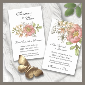 Esküvői meghívó akvarell virágokkal, Esküvő, Meghívó & Kártya, Meghívó, Fotó, grafika, rajz, illusztráció, MESKA
