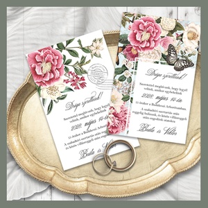 Esküvői meghívó vintage virágokkal - Meska.hu