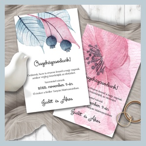 Esküvői meghívó áttetsző pasztell rózsaszín és kék, Esküvő, Meghívó & Kártya, Meghívó, Fotó, grafika, rajz, illusztráció, MESKA