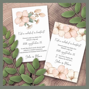 Esküvői meghívó barack színű virágokkal, Esküvő, Meghívó & Kártya, Meghívó, Fotó, grafika, rajz, illusztráció, MESKA