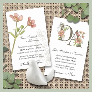 Esküvői meghívó akvarell virágokkal, Esküvő, Meghívó & Kártya, Meghívó, Fotó, grafika, rajz, illusztráció, MESKA