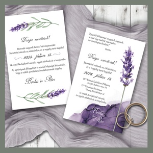 Esküvői meghívó modern levendula grafikával - Meska.hu