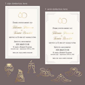 domborított és arany fóliázott minimalista esküvői meghívó - esküvő - meghívó & kártya - meghívó - Meska.hu