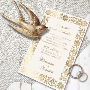 Aranyfóliázott esküvői meghívó - Meska.hu