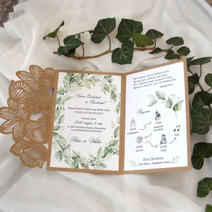 Lézervágott kraft esküvői meghívó - Meska.hu