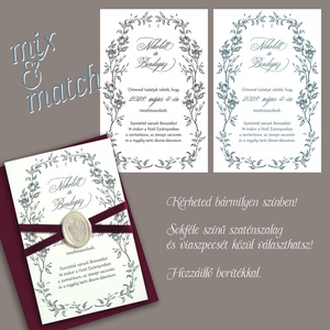 Esküvői meghívó viktoriánus virágos kerettel - esküvő - meghívó & kártya - meghívó - Meska.hu