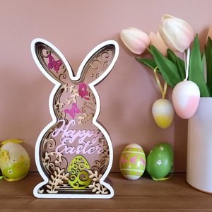 Festett nyuszi dekoráció egyedi mintázattal - Meska.hu