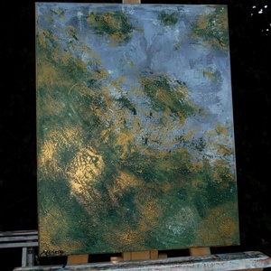 Texturált absztrakt festmény, arany részletekkel, 40x50cm - művészet - festmény - akril - Meska.hu