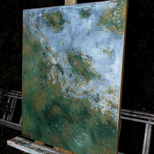 Texturált absztrakt festmény, arany részletekkel, 40x50cm - művészet - festmény - akril - Meska.hu