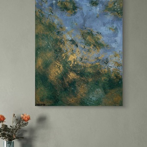 Texturált absztrakt festmény, arany részletekkel, 40x50cm, Művészet, Festmény, Akril, Festészet, MESKA