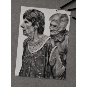 Grafit portrérajz / Ajándék pároknak / Ajándék szülőknek / Grafit portré / Nászajándék / Ajándék nagyszülőknek / Grafika, Művészet, Portré & Karikatúra, Portré, Fotó, grafika, rajz, illusztráció, MESKA