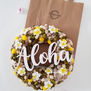 Aloha kopogtató , Otthon & Lakás, Dekoráció, Ajtó- és ablak dekoráció, Ajtódísz & Kopogtató, Virágkötés, MESKA