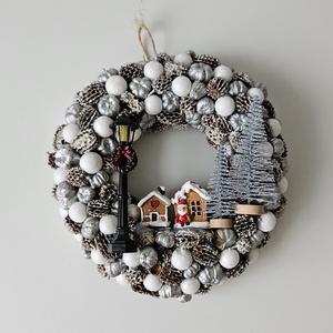 Téli kopogtató-AKCIÓS, Otthon & Életmód, Dekoráció, Ajtó- és ablak dekoráció, Ajtódísz & Kopogtató, Virágkötés, MESKA