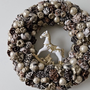 Téli hintalovas kopogtató-AKCIÓS - otthon & életmód - dekoráció - ajtó- és ablak dekoráció - ajtódísz & kopogtató - Meska.hu