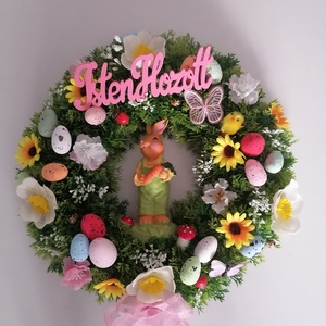 Húsvéti kopogtató, Ünnepi díszek, dekorációk, Húsvéti díszek és dekorációk, Húsvéti ajtódísz, kopogtató, Virágkötés, MESKA