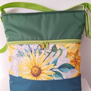 Zöld mintás tavaszi táska, Táska & Tok, Kézitáska & válltáska, Vállon átvethető táska, Varrás, MESKA
