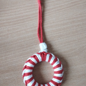 Piros - fehér karácsonyi dísz  - Meska.hu