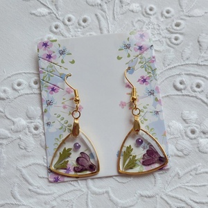 Lila orgona gyanta ékszer. Aranyos csüngő fülbevaló.  - ékszer - fülbevaló - lógó fülbevaló - Meska.hu