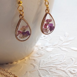 Virágcsokor gyantában. Aranyos ékszerszett. - ékszer - ékszerszett - Meska.hu