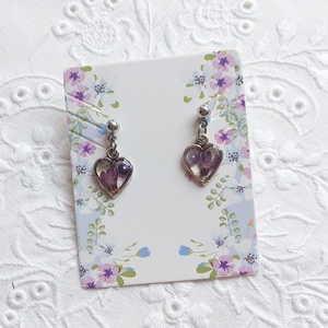 Lila orgona gyanta fülbevaló. Ezüstös virágékszer. - ékszer - fülbevaló - lógó fülbevaló - Meska.hu