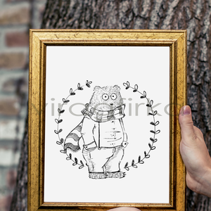 Medve illusztráció- PRINT - Meska.hu