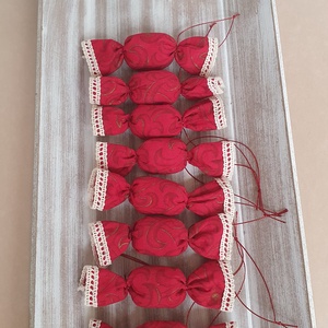 Piros-arany textil szaloncukor 8 db-os szett - Meska.hu