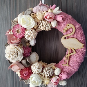 Flamingós vidám nyári kopogató, ajtódísz - Meska.hu