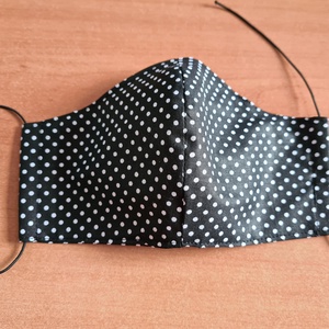 Fekete alapon fehér pöttyös mosható pamut maszk - női - női - Meska.hu