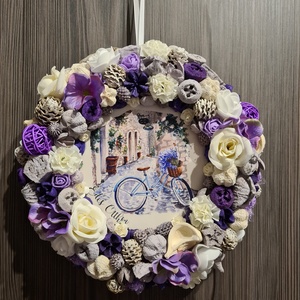 Lila fehér kopogtató ajtódísz - Meska.hu