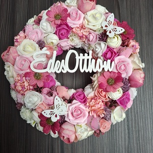 Rózsaszín fehér kopogtató ajtódísz - Meska.hu