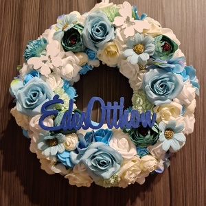 Kék-fehér kopogtató ajtódísz - Meska.hu