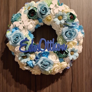 Kék-fehér kopogtató ajtódísz - otthon & életmód - dekoráció - ajtó- és ablak dekoráció - ajtódísz & kopogtató - Meska.hu