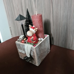 Rénszarvasos asztaldísz dobozban - otthon & életmód - dekoráció - ajtó- és ablak dekoráció - ajtódísz & kopogtató - Meska.hu