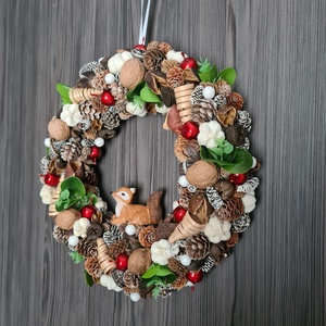 Téli terméses kopogtató ajtódísz - otthon & életmód - dekoráció - ajtó- és ablak dekoráció - ajtódísz & kopogtató - Meska.hu