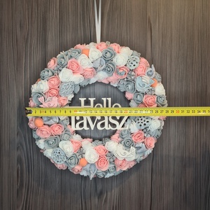 Szürke-rózsaszín kopogtató - otthon & életmód - dekoráció - ajtó- és ablak dekoráció - ajtódísz & kopogtató - Meska.hu